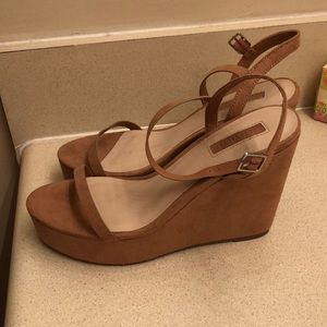 Tan suede wedges